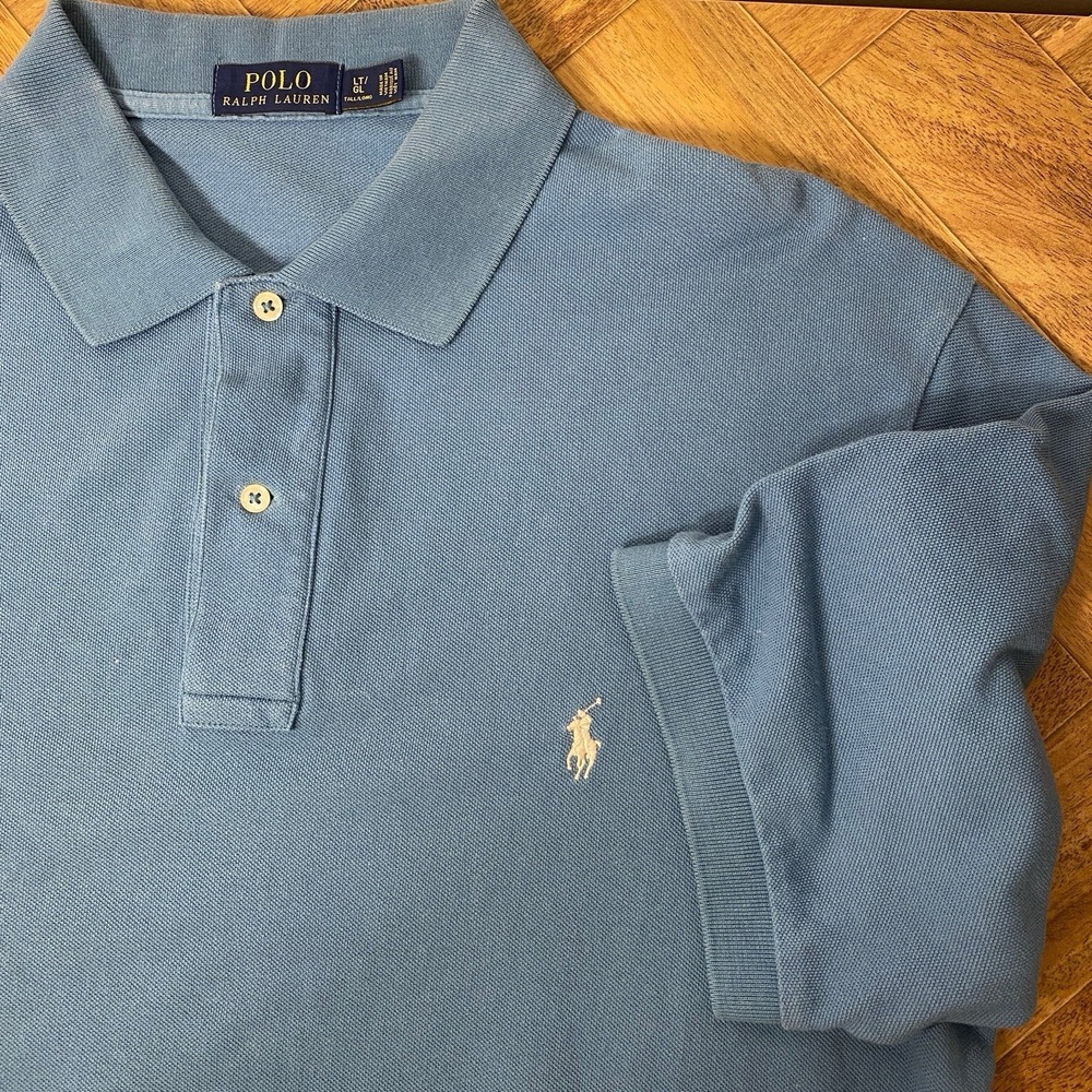 Polo Ralph Lauren Polo Shirt Mens LT Blue White Pony Cotton